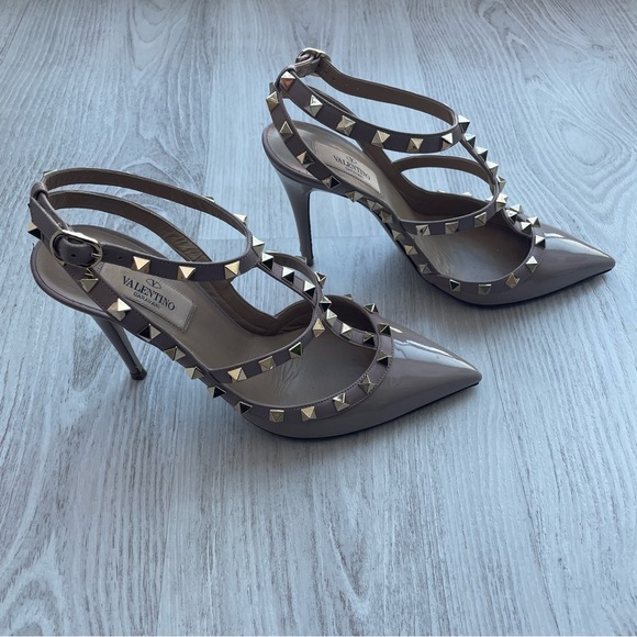 Valentino Garavani rockstud ankle strap high heel nude beige leather sz EU 38.5 - Picture 3 of 10